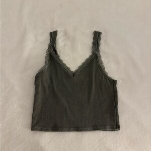 American Eagle Outfitters Olive Ribbed Tank Top